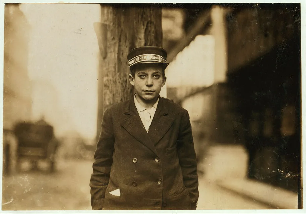 A. W.U. Messenger. Richard Tuck, #63, 13 years old. Sometimes works…, Tennessee, 1910