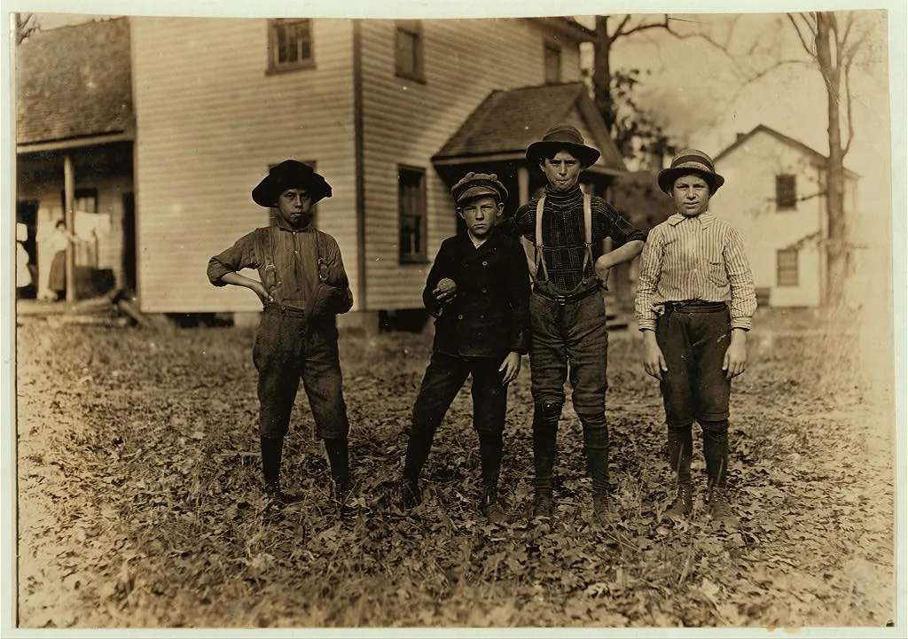 A Saturday ball game. Springstein Mills, Chester, S.C. Boy with…, South Carolina, 1908