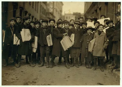 Some of Newark's small newsboys. Afternoon.  Location: Newark, New…, New Jersey, 1909