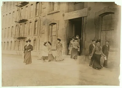Some of the workers (not the youngest) leaving the Coventry Co.,…, Rhode Island, 1909