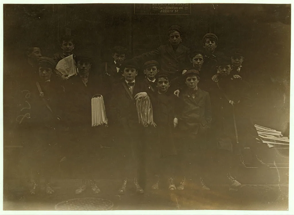 Bridgeport, Conn. Newsboys. One of the smallest has been selling for…, Connecticut, 1909
