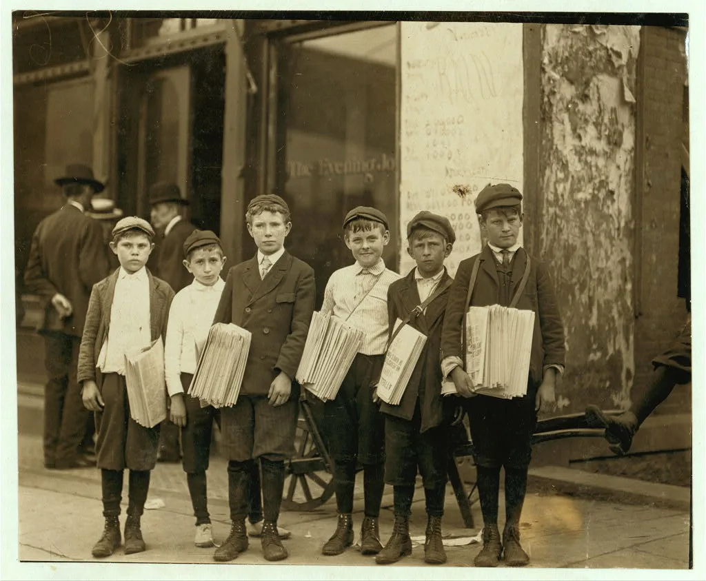 Group of newsboys at Evening Journal Office. Investigator, Edward F.…, Delaware, 1910