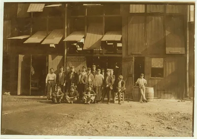 A group of workers in Jonas Glass Works, Minotola, N.J. These are…, New Jersey, 1909