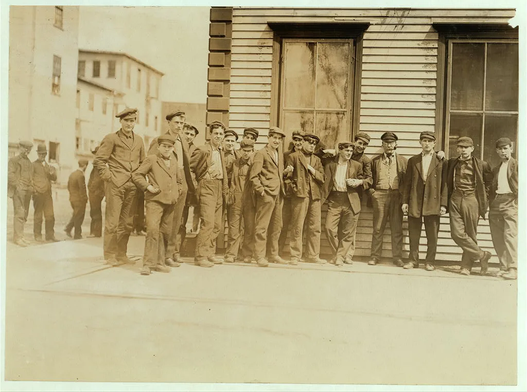 Noon hour. Goodall Worsted Co., Sanford, Me. These are not the…, Maine, 1909