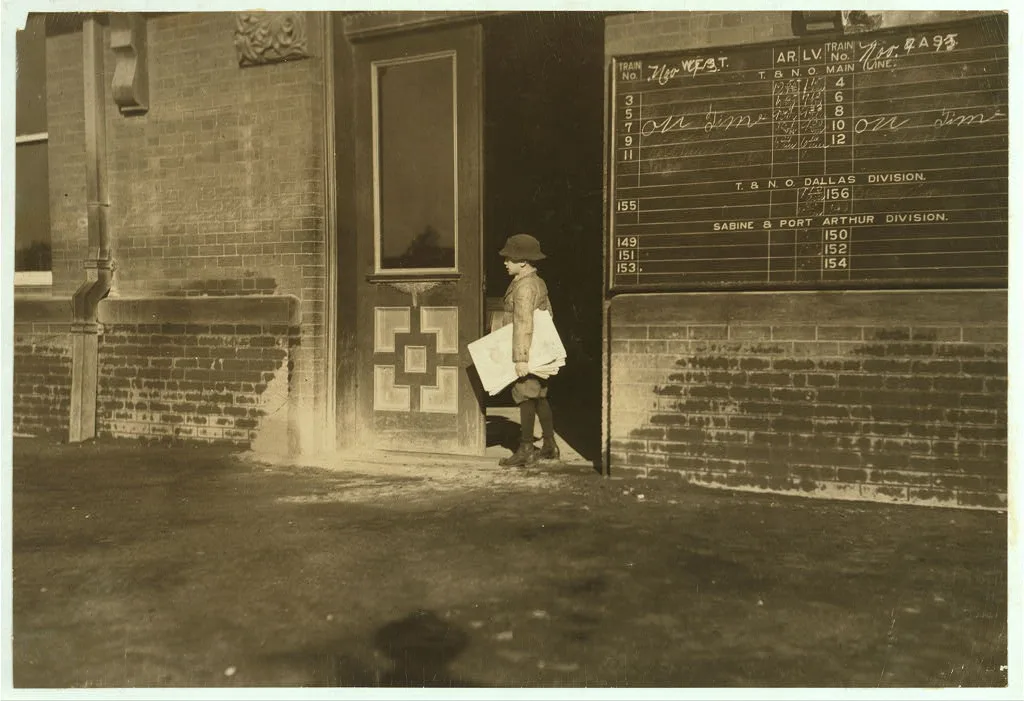 Beaumont is overrun with little newsies. This boy, Vincent Serio,…, Texas, 1913