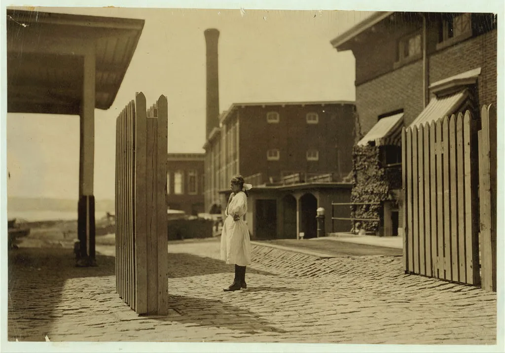 Working girl about 14 standing at gate. R. K. Conant - Witness. …, Massachusetts, 1911
