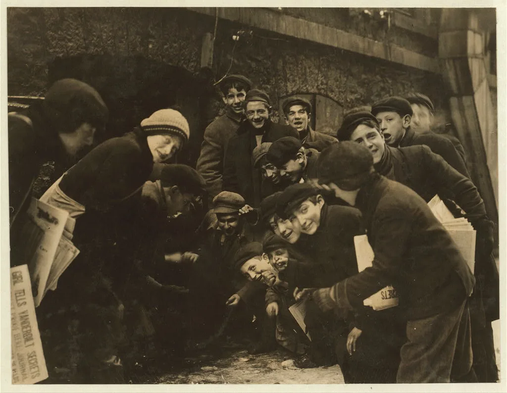 A crap game in the paper alley.  Location: Rochester, New York (State), 1910