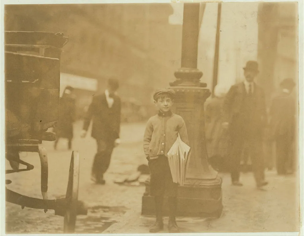 8 year old boy selling at 7th and Olive. Saturday P.M. May 7th, 1910.…, Missouri