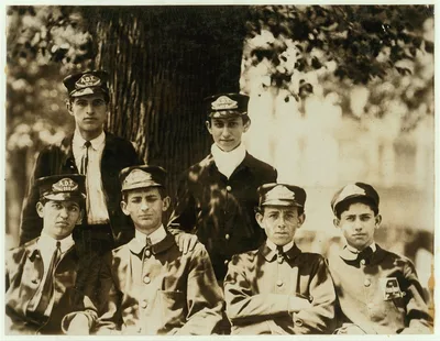 Group of messengers, Union Square.  Location: New York, New York…, New York (State), 1910