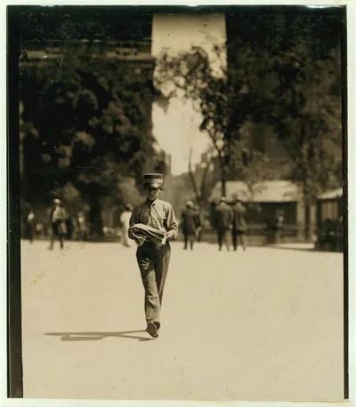 Messenger, City Hall Park, N.Y.  Location: New York, New York (State), 1910