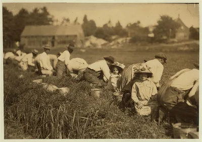Justina, said 7 years old, and Amelia said 9 years old. Working on…, Massachusetts, 1911