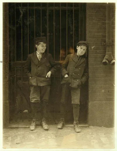 Two boys working in Inland Type Foundry 12th & Locust Sts. Work 9 to…, Missouri, 1910