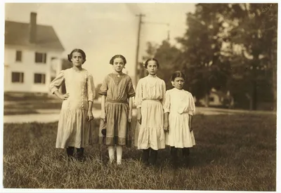 Comparison of ages: On right end is Mary Deschene, admitted 11 years,…, Massachusetts, 1911