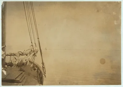 Oyster barge approaching the oyster fleet on the reef, Mobile Bay.…, Alabama, 1911