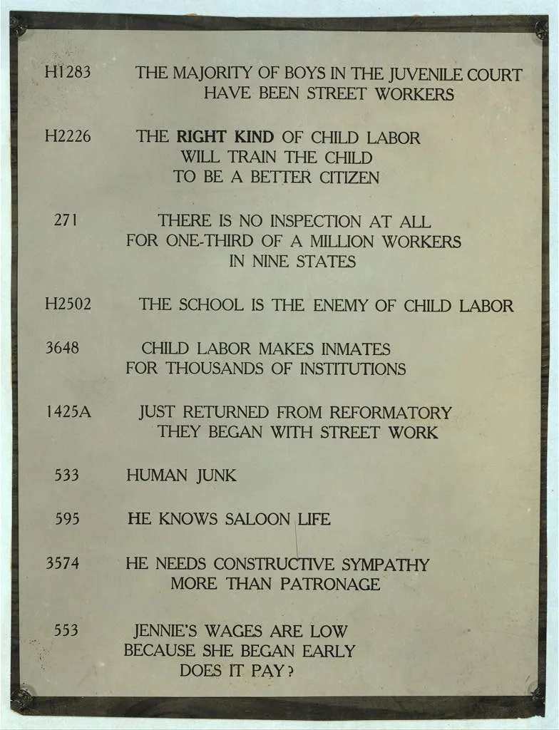 Slide labels, 1914