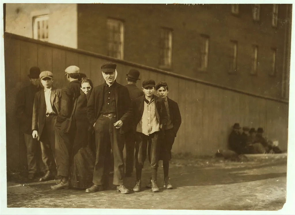 Group of workers at Dwight Mfg. Co. Gottlieb Gasnick, (boy with…, Massachusetts, 1911