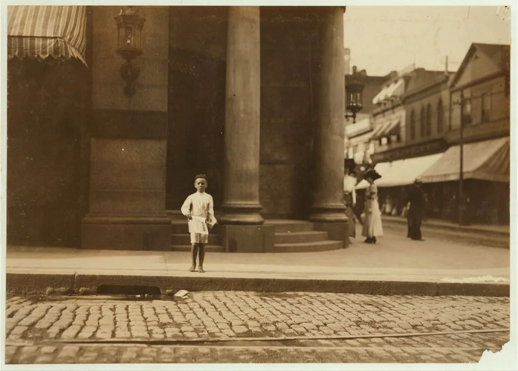John Sims. See #2304. [Caption 2304: John Sims, 7 year old newsie,…, Massachusetts, 1911