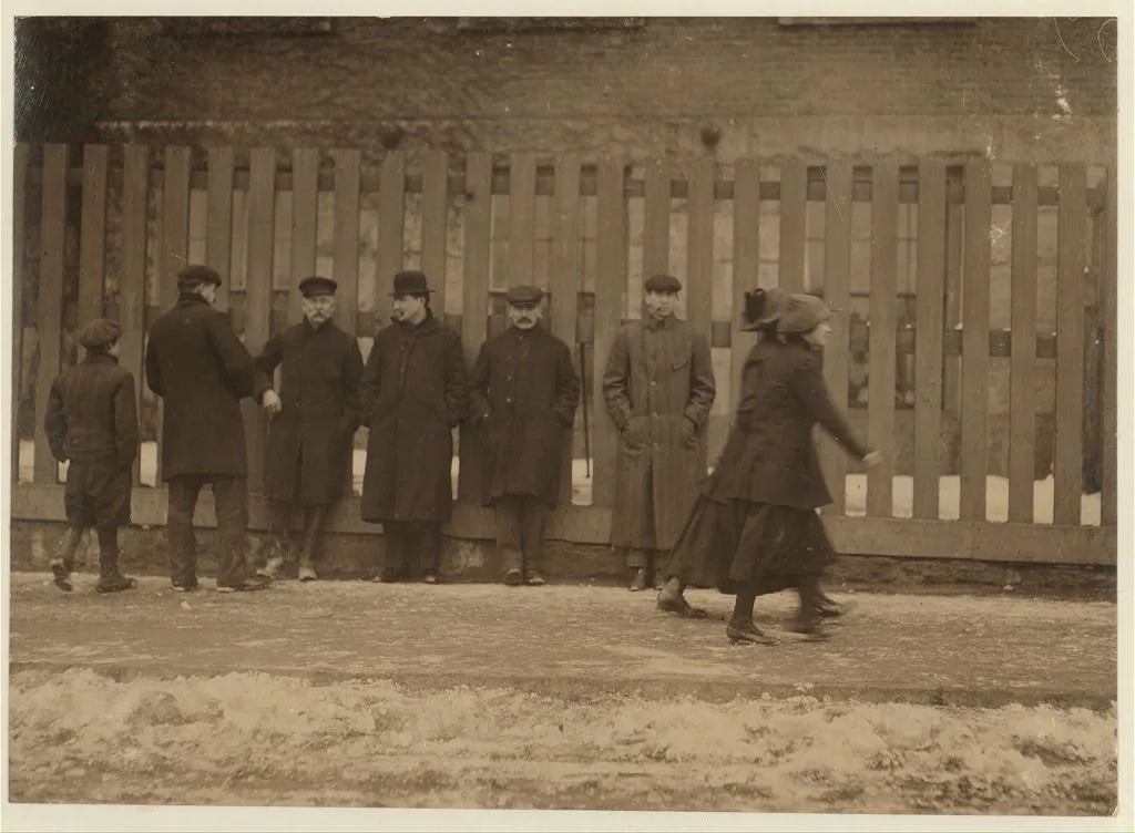 [Main Entrance Wamsutta Mills. Young workers also indolescent [i.e.,…, Massachusetts, 1912