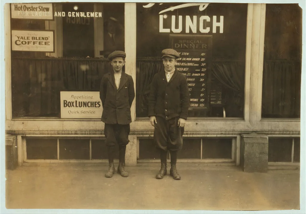 Two 15 year old boys working for Westinghouse Electric Co. - going…, Massachusetts, 1916
