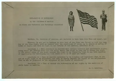 [Printed page of text with photo illustration: "Declaration of…, 1913