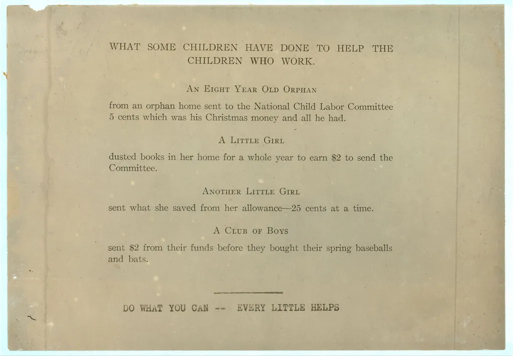 [Printed page of text: "What Some Children Have Done to Help the…, 1913