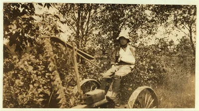 Rural Accident. Twelve-year old Clinton Stewart and his mowing…, 1915