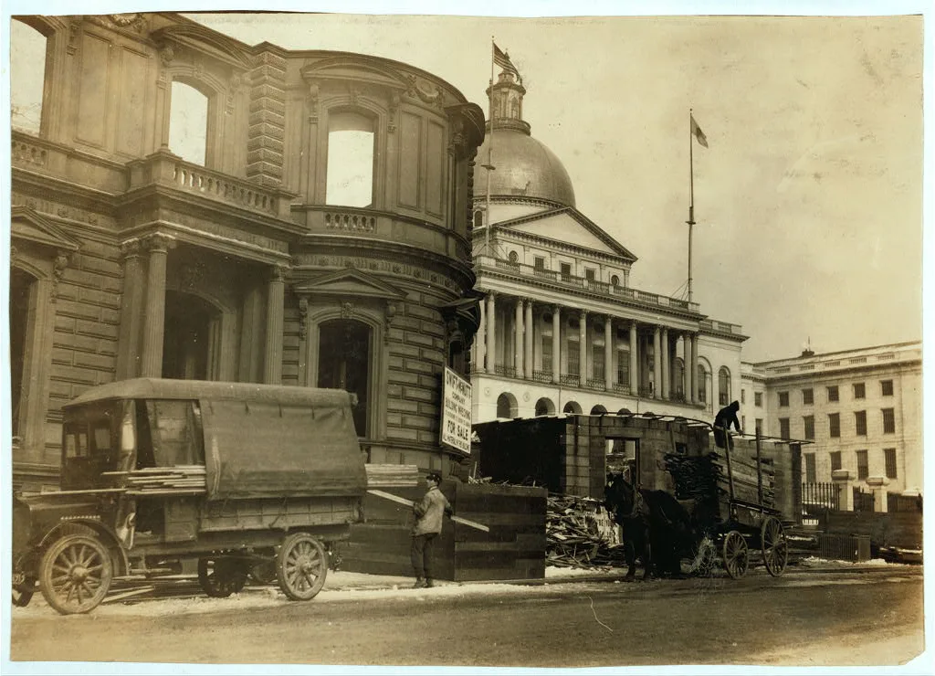 Beacon Street residence being demolished (next to State House) Young…, Massachusetts, 1917