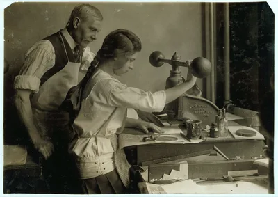 Embossing shop of Harry C. Taylor, 61 Court Street. 15-year old girl…, Massachusetts, 1917