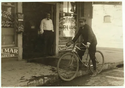 Fifteen year old delivery boy for Linders Drug Store, which is…, Texas, 1913
