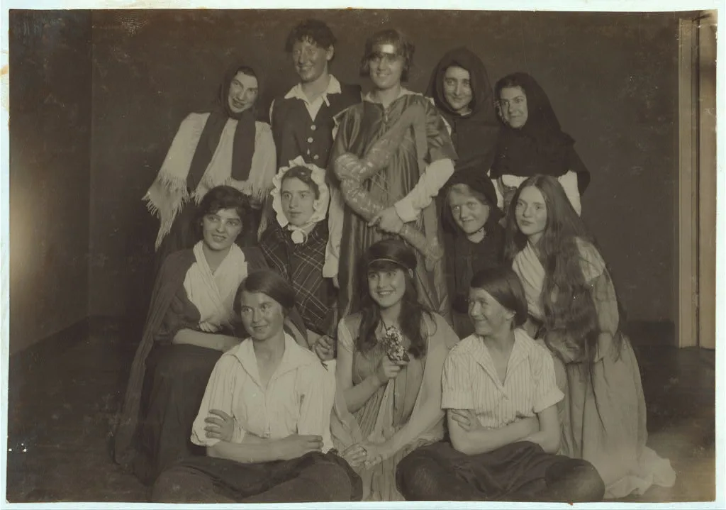 Scenes from "The Twig of Thorn" given by a club of working girls in…, Massachusetts, 1916