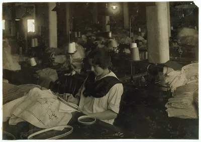Helen Whitty (15 years old). Hand drawn work on curtains at Boutwell,…, Massachusetts, 1917