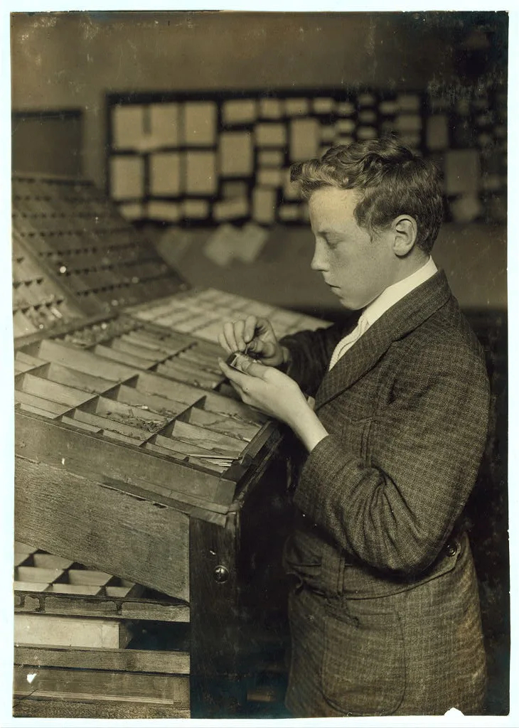 Technical High School Vocational printing. See 4168.  Location: Fall…, Massachusetts, 1916