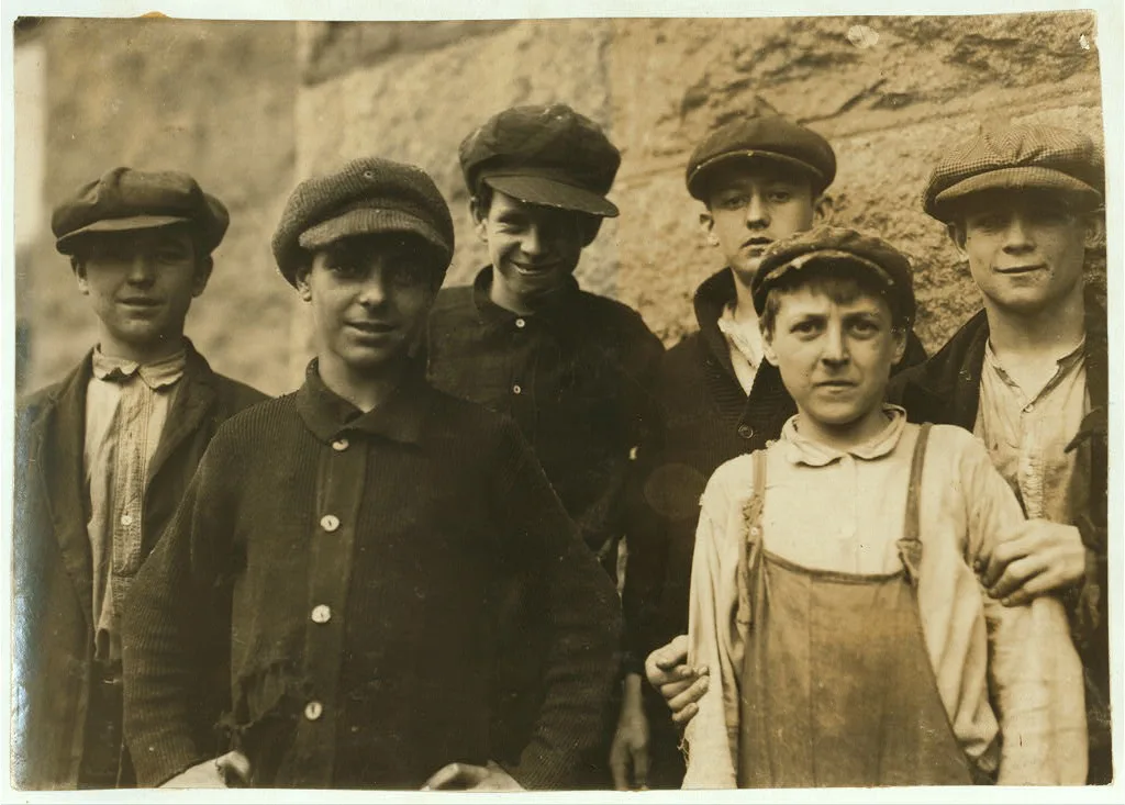 Doffers in Granite Mill #1.  Location: Fall River, Massachusetts, 1916