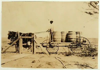 14-year-old boy hauling water on farm near Lawton. Francis Heinz,…, Oklahoma, 1917