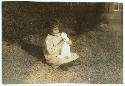Blind child making the acquaintance of a bit of statuary at Oklahoma…, 1917