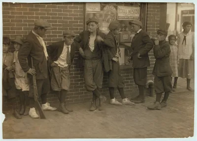 [Street gang - cor[ner] Margaret & Water Streets - 4:30 P.M.] …, Massachusetts, 1916
