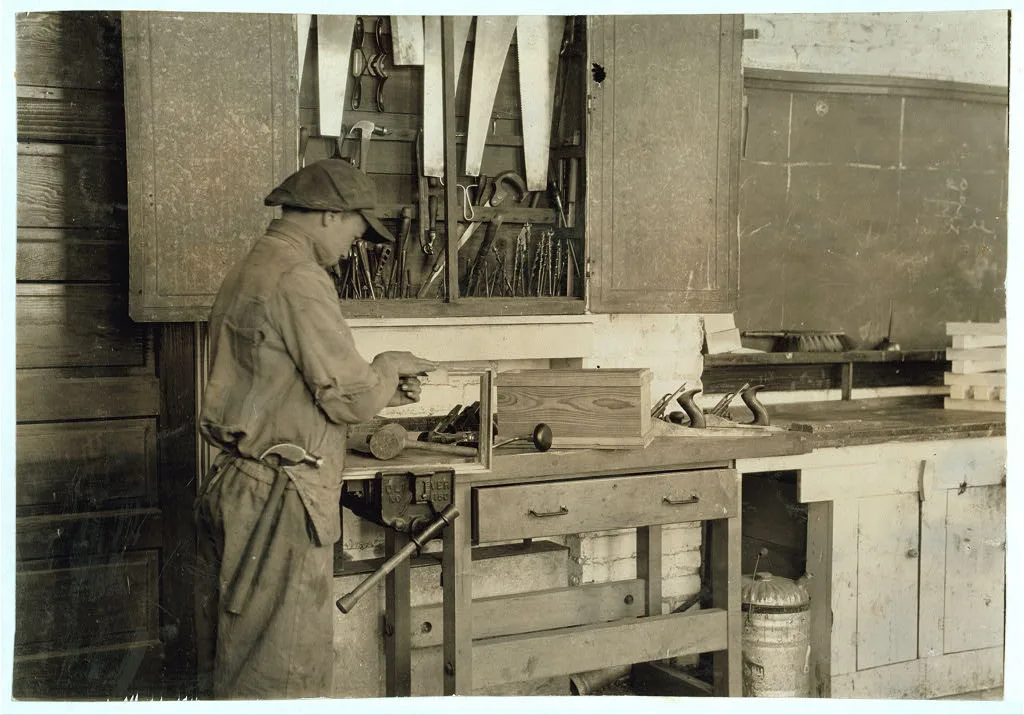 Cabinet work. Pauls Valley Training School. See 4833-4842.  Location:…, Oklahoma, 1917