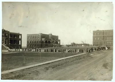 Marching to supper, Training School for Deaf Mutes. Crowded…, Oklahoma, 1917