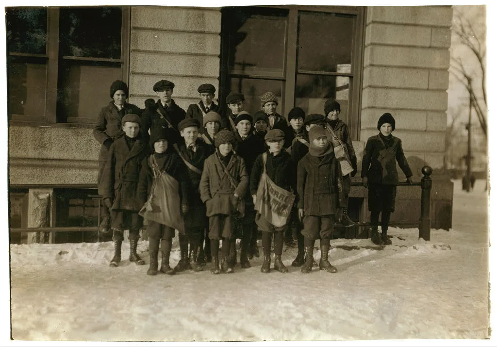 Group of Barre Times newsies. One was 10 years old, three were 11,…, Vermont, 1916