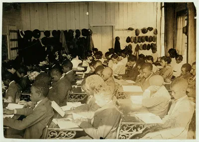 75 Sixth Grade children (colored) crowded into 1 small room in an old…, Oklahoma, 1917