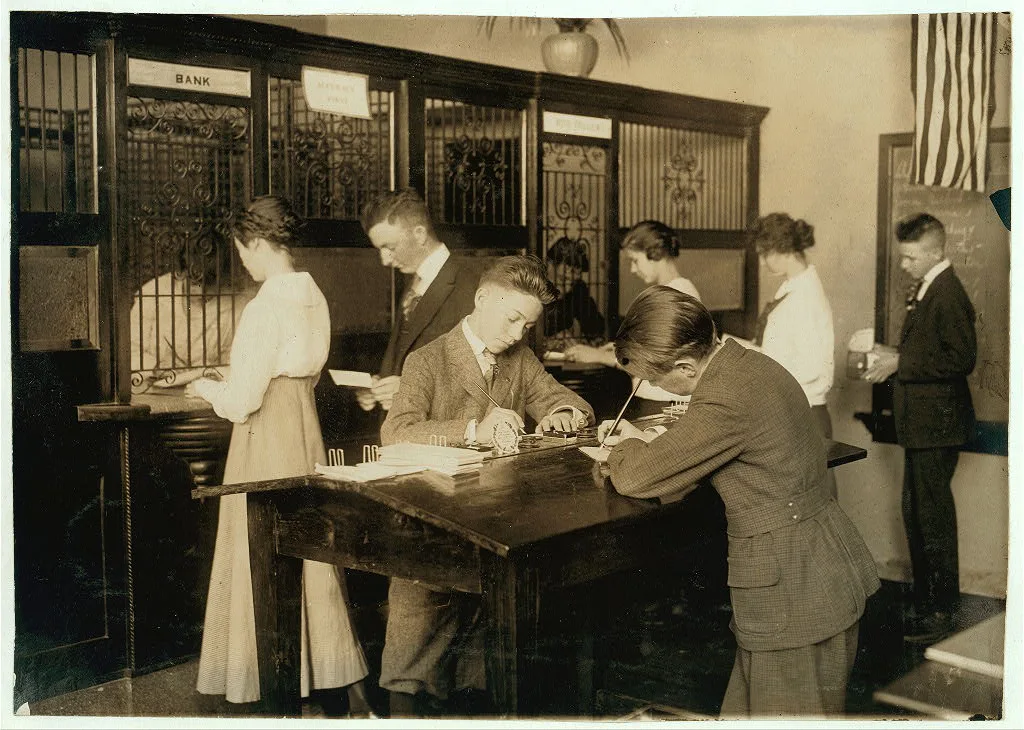 The Bank section of Commercial Room in Central High School. See Bliss…, Oklahoma, 1917