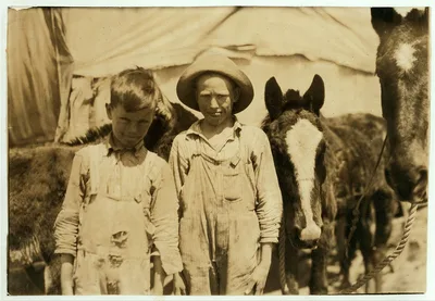 A pair of truants, tending their father's mules. Photo taken during…, Oklahoma, 1917
